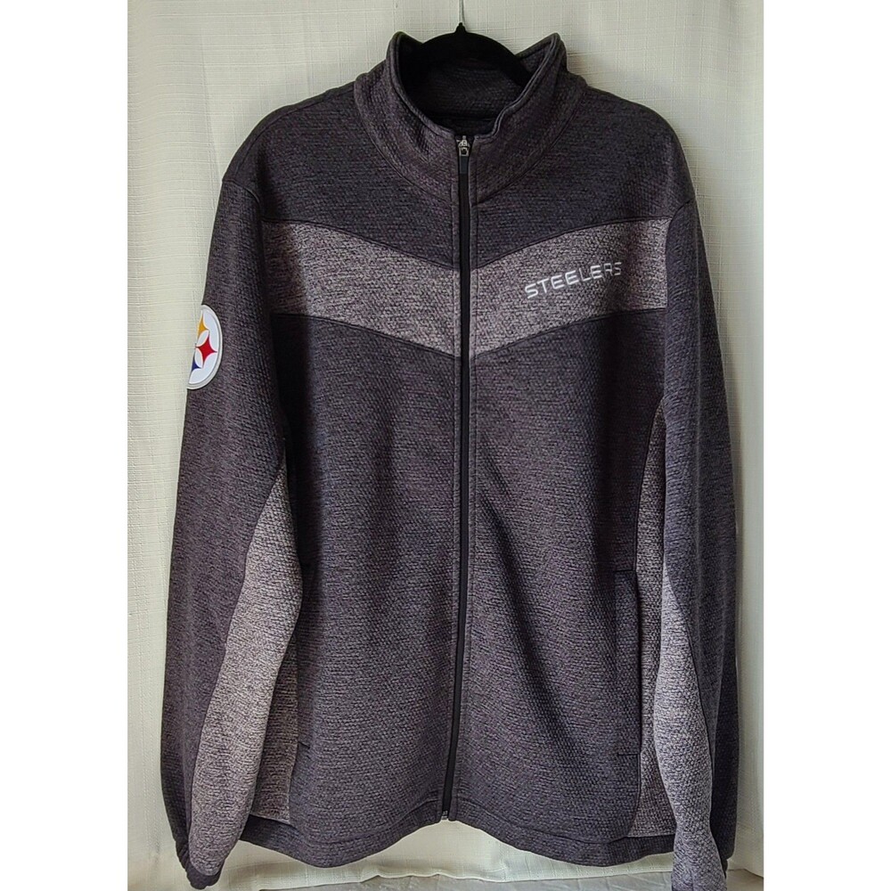 Pittsburgh Steelers NFL Full Zip Jacket Mens XL Gray Black NWT Football